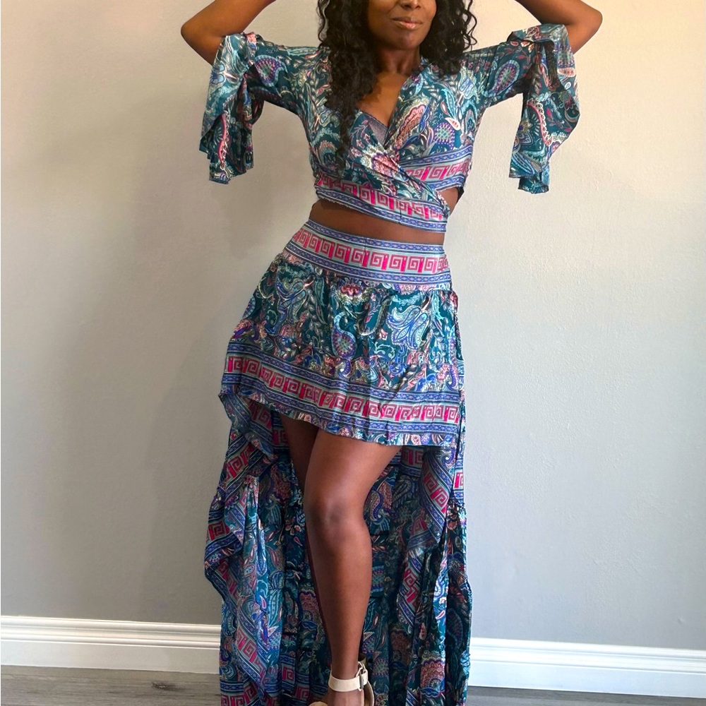 Dress skirt and top set bohemian style boho set flowy summer outfit